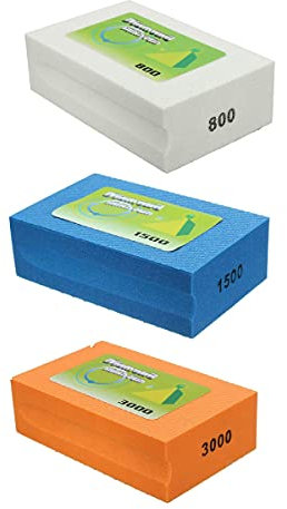 3 blocchi abrasivi diamantati per lucidatura a mano, grana 800 + grana 1500 + grana 3000 + blocco elettrodeposto a mano per macinare vetro e marmo granito