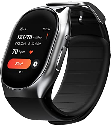 YHE BP Doctor Med, Blutdruck Smartwatch mit doppelter patentierter Manschette, Handgelenk BP-Monitor 24/7 Stressüberwachung Schlaf & Sport Tracking App für Android & iOS