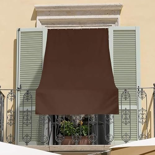 Corredocasa Tenda da Sole da Esterno per Balcone/Terrazzo/Veranda con Anelli e Ganci per Applicazione, Resistente e Lavabile, 100% Poliestere, Tinta Unita (Marrone, 140x250 cm)