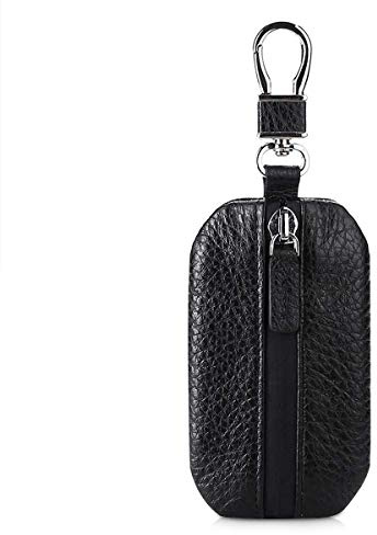 PORRASSO Véritable Cuir Voiture clé Cas Étui Porte-clés Portable Car Key Case étanche Mini Portefeuille Protection pour Télécommande Porte-clés Domestique Utilisation Cas Clé Quotidienne Noir