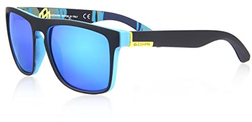 Queshark Unisex, polariserade HD-solglasögon, klassiska, herr, retro, UV400-skydd, för golf, cykling, sport, fiske, resor, L