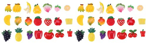 Toyvian Handytasche 120 Pcs Fruchtanschläge Fruchtverzierungen zum Handwerk von Harz Flachback Perlen Harz Flachback Kawaii Fruit Flatback Haarschmuck Selber Machen