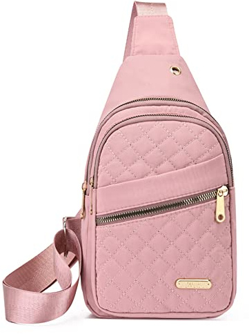 Estwell Sling Bag Chest Bag Small Cross Body Bag with Headphone Hole Casual Shoulder Bag Handbag Lightweight Fashion Daypack for Women Ladies Girls