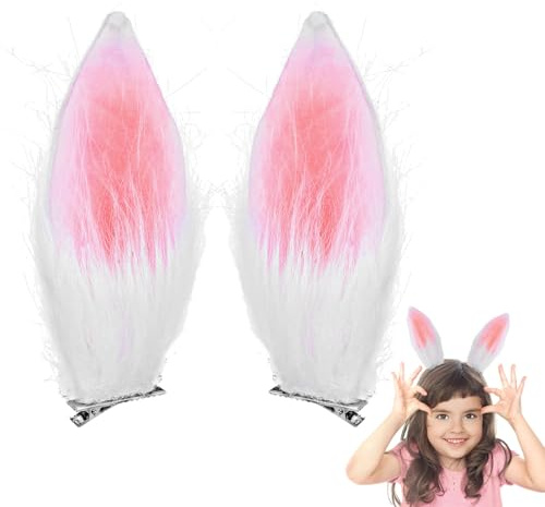 ibasenice Bendable Plush Bunny Ear Hair Clips 2-Pack – Foldable Wire for Floppy or Upright Look, Lightweight Soft Grip for Easter Bonnet DIY, Cosplay, Halloween Costumes, Kids & Adults