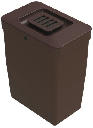 LM 530 Cubo de basura para cocina con tapa, 8 litros, color marrón, estrecho, ahorra espacio, 15 x 23 x 28,5 cm, ideal para instalar en un sistema de separación de basura LM