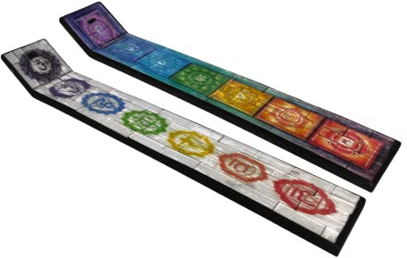 SusggO Set mit 2 Holz-Räuchergefäßen – tragbarer Räuchergefäß – Räucherstäbchenhalter – Räucherstäbchenhalter aus Holz – Meditation Yoga Aromatherapie Lufterfrischer (Chakras)