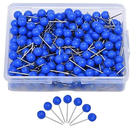 JIHUOO Reißzwecken mit rundem Kopf, 5 mm, kleine Größe, für Karten, dekorative Bastelarbeiten, Pinnnadeln, Pinnnadeln, Korktafel, Fotoaufhängung, blau, 300 Stück