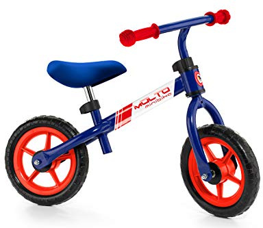 Molto Bicicleta de Equilibrio para Niños Minibike, Ruedas 10 Pulgadas Anti-Pinchazos, Asiento y Manillar Ajustables - Azul.