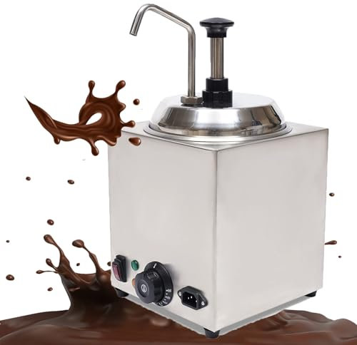 FANYING Chauffe-Fromage 2,6 QT, Distributeur de Beurre de Pop-Corn en Acier Inoxydable, avec Pompe, Machine à Fromage 800 W, température réglable de 86 à 230 °F, pour Chauffer Le Chocolat au Caramel