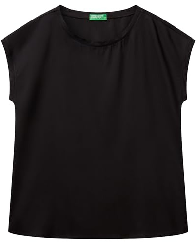 United Colors of Benetton Blusa 52M9DQ0BI Camicia, Nero, M Donna
