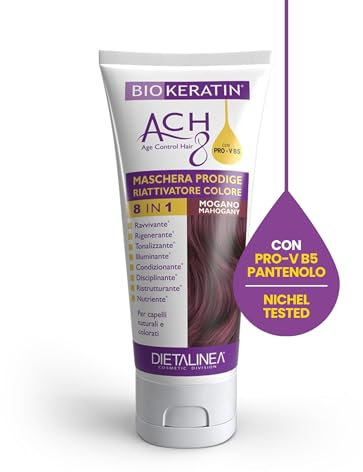 Dietalinea Biokeratin Maschera Colorante Capelli MOGANO | Maschera Capelli Colorata con Pro-V B5 Pantenolo | Ravvivante, Tonalizzante, Rigenerante, Nutre e Illumina | Nichel Tested