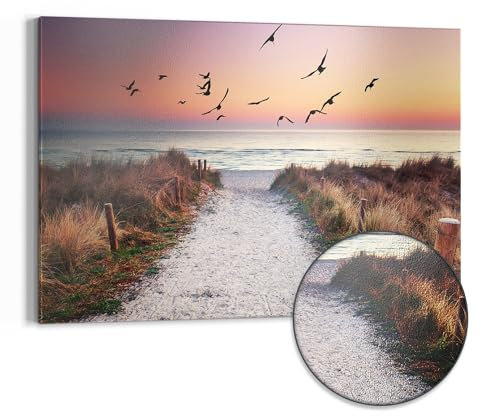 DEQORI Metall Magnettafel | 90x60 cm cm groß | Motiv Strandaufgang zur Ostsee | Whiteboard für alle Magnete | Magnetboard Wand-Tafel für Küche & Büro | Design Magnetwand Pinnwand magnetisch