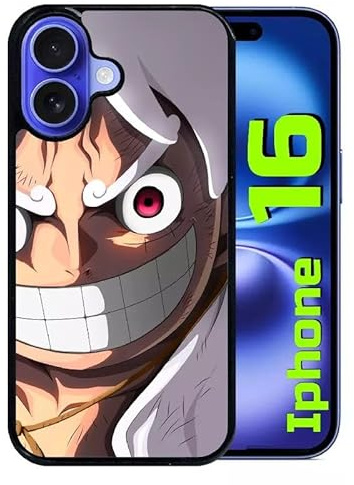 Coque pour apple iphone 16 - one piece gear 5 luffy - silicone - noir