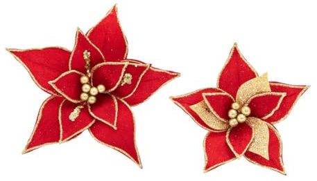 COLLBATH 2stücke Weihnachtsblumen Für Deko Festliche Home Decor Xmas Ornament Für Weihnachten Und Besondere Anlässe