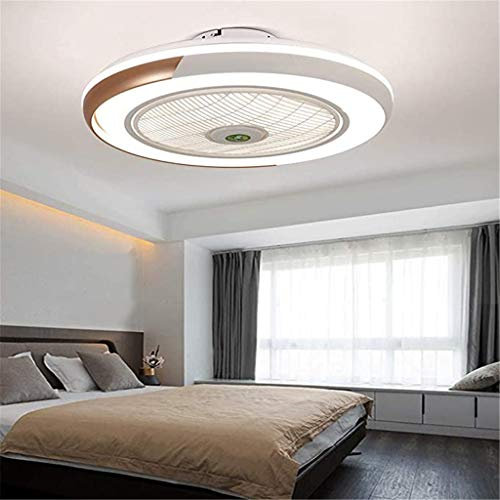 Moderno ventilatore da soffitto a LED con telecomando, dimmerabile e ultra silenzioso, finitura dorata, elegante ventilatore invisibile per camera da letto, 40 W, funzione timer inclusa