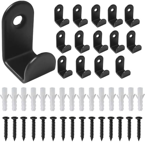 Glamifyr 15 Stück Kleiderhaken Wand Schwarz zum Schrauben - Wandhaken für Schlafzimmer, Badezimmer, Wohnzimmer