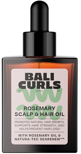 Bali Curls Rosemary Grow - Aceite para el cuero cabelludo y el cabello - Aceite capilar con romero, aceite de sapote y microalgas - Cuidado vegano del cuero cabelludo y tratamiento de aceite capilar