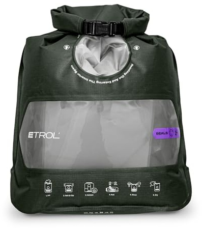 ETROL Tragbare Waschmaschine mit Waschbeutel, leichte Handwaschmaschine für Reisen, Camping, Wäsche, Babykleidung, nicht elektrisch, mit Wasserablauf und Fach unten – Grün, L