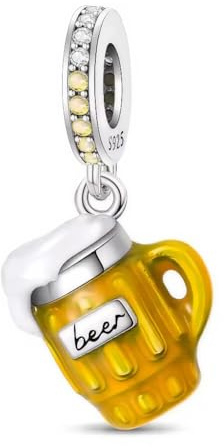 Générique Charm Pendentif Pinte de Bière en Argent Sterling 925 – Symbole de Célébration & Convivialité – Compatible Bracelets Européens – Bijou Fantaisie Original pour Femme et Fille