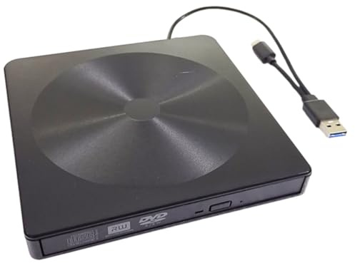 SOIMISS Typec External Dvd Drive Cd Writer for Laptops Multifunctional Usb Optical Drive Backup Power Cable Compatible with Major Operating Systems Portable
