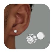 SLLAISS Magnetiska örhängen för män och kvinnor – 5A glänsande CZ-dragklor i punkstil, allergivänliga, av rostfritt stål, utan piercing, clip-on-örhängen, guld, silver, svart, 5/6,5/8 mm, Kubisk