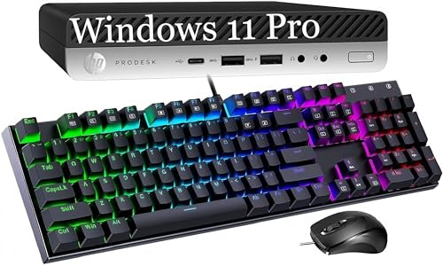 HP ProDesk 600 G3 Mini PC Desktop, Intel Core i5-7500, 8 GB RAM, SSD 256 GB, tastiera QWERTY, mouse, USB WiFi, Windows 11 Pro (ricondizionato)
