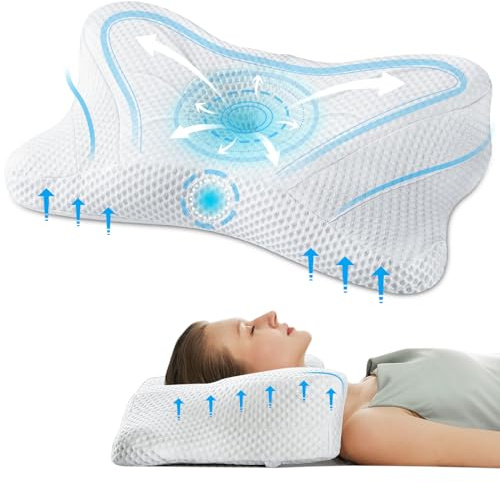 OLIXIS Cervical Neck Pillow for Pain Relief, Ergonomic Memory Foam Pillows for Sleeping, Cooling Side Sleeper Pillow for Neck Support, Contour Pillow Orthopedic Bed Pillow for Back Stomach Sleepers