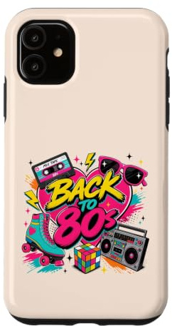 Back to 80s Nostalgia Roller Skate Boombox Cassette Tape Années 80 Coque pour iPhone 11