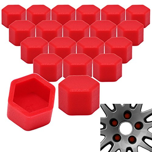 RYHX 20x Radschrauben Silikon Kappen Set Abdeckung SW19 19MM Rot
