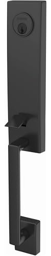 Schlage FCT58-CEN Custom Century Keyed Entry Single Cylinder Half Plate Handlese, Matte Black