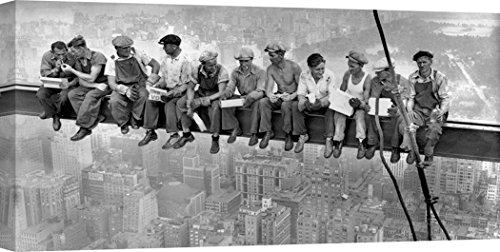 ART PRINT CAFE' Stampa su tela: Pranzo operai sulla trave, New York, 140x70 | Quadro Fotografia, Charles C. Ebbets