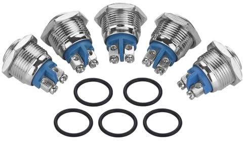 Metall Druckschalter 5stk 16 MM 250 V 2 Pin Momentary Flachkopf Konvexen Kopf 2A 3A(konvexer Kopf),Tasten und Anzeigen