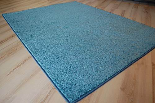 Miami Teppich türkis blau Velours umkettelt - Verschiedene Größen (70 x 140 cm)