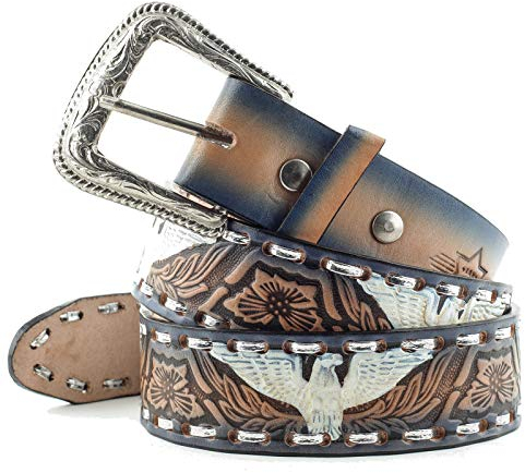 STARS & STRIPES Gürtel Ledergürtel Westerngürtel Biker Cowboy Leder Unisex »WG-35« Gr.34 / 86cm