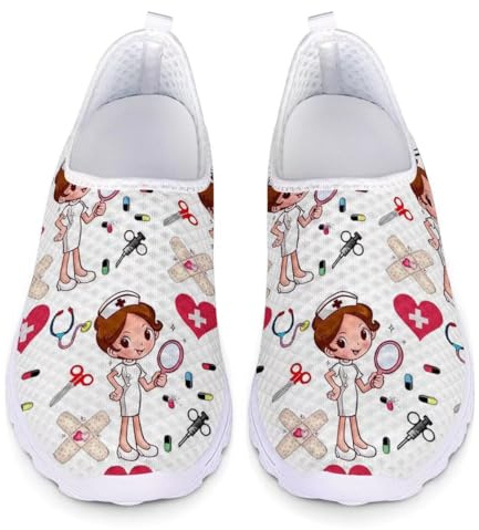 chaqlin Löparsneakers för kvinnor män casual sport promenader gym träningsskor slip-on väg jogging loafers andningsbara, Sjuksköterska mönster 15, 41 EU