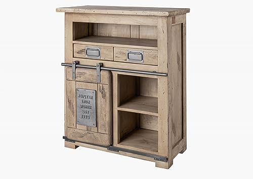 MASSIVMOEBEL24.DE Kommode Mango beige lackiert Railway #352 | 75x36x90 (BxTxH) 32 kg Industrial montiert vollmassiv