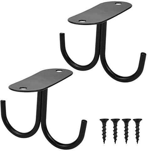 Tassenhalter Kaffeetasse Halter, 2 Stück Mug Halter Haken Tasse Halterung, Multifunktionales Becherhalter Doppelt Wandhaken Dekorativer Haken mit 4 Schrauben für 4 Tassen, Klassisches Schwarz
