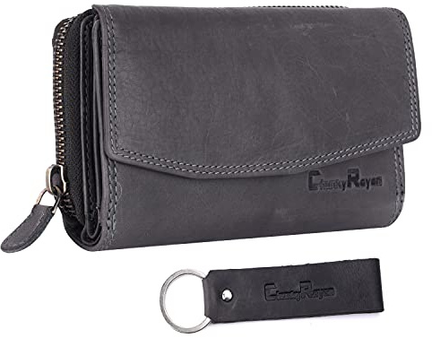 Chunkyrayan Echtleder Damen Geldbörse Hochwertig Vintage RFID Schutz inklusive Leder Schlüsselanhänger
