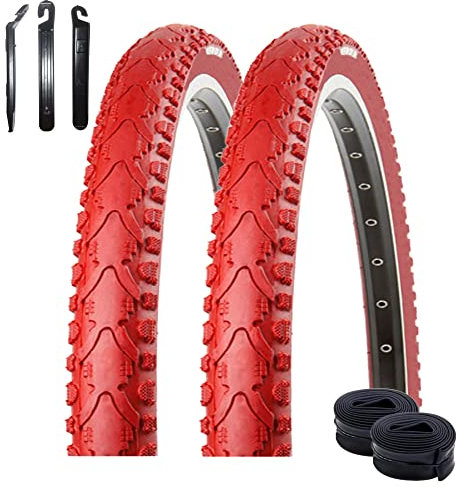 2 x Kenda K-935 Fahrradreifen Fahrradmantel Rot 40-622 (28 x 1,5) + 2 x Schläuche DV inkl. Reifenheber