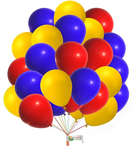 30 Stück 25,4 cm Luftballons Gelb Rot Blau Latex Ballons Mix Pack für Geburtstag Hochzeit Baby Shower Party Dekoration Supplies