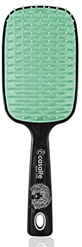 Casalfe Cepillo XL desenreda sin tirones el pelo rizado. Púas flexibles que no rompen el pelo. Apto para Método Curly, para Adultos unisex, Negro y verde pastel