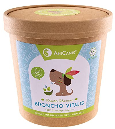 AniCanis Bio Kräutermix Broncho Vitalis für Hunde - Atemwege - 125g | vom Tierheilpraktiker, mit Thymian & Süßholz, Bronchien & Husten, Schleimhäute, ohne Zusatzstoffe