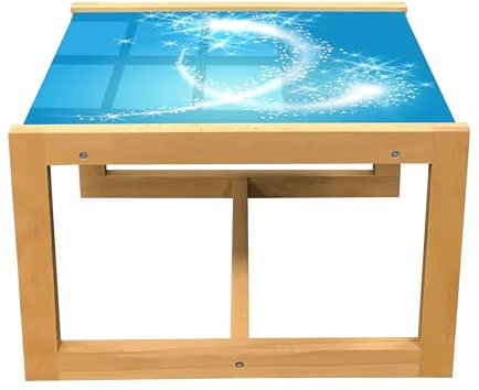 ABAKUHAUS Magie Couchtisch, Wirbelnde Sterne mit Schwanz Kunst, Acrylglas-Mitteltisch mit Holzrahmen für Büros Wohnheime, Klein Größe, Himmelblau und Hellblau