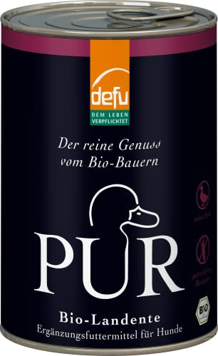 defu Hundefutter | 12 x 400 g | PUR Bio Landente | Premium Bio Nassfutter | Ergänzungsfuttermittel für Hunde