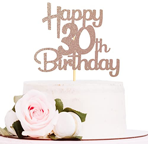 Sotpot Rose Gold Glitter 30 Cake Topper 30th Birthday Cake Decorations for Birthday Party Anniversary Party Supplies