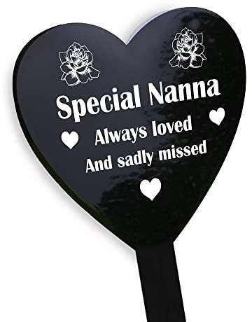 RED OCEAN Nanna Memorial Plaques - Graveside Memorial Stake For Grandparents - Grave Marker Memorial Decorations - Black Acrylic Weatherproof Graveside Stake