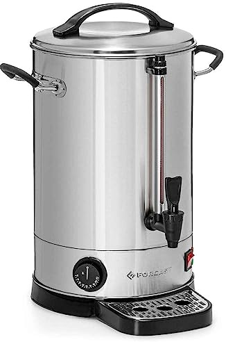 Forgast Chaudière à eau | Acier inoxydable | Capacité 20 litres | Distributeur d'eau | Chauffe-eau | Bouilloire | Bac collecteur | Deux poignées | Protection contre la surchauffe | Facile à nettoyer