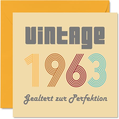 Stuff4 63. Geburtstagskarten für Männer Frauen - Vintage 1963 Gealtert zur Perfektion - 62 Alles Gute zum Geburtstag Karte für Opa Oma Mama Papa Onkel Tante 145mm Glückwunschkarten