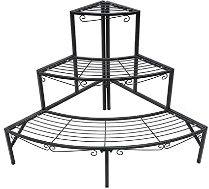 Soporte para plantas de estilo europeo de 3 capas, soporte escalonado para macetas, soporte para plantas de balcón en forma de abanico
