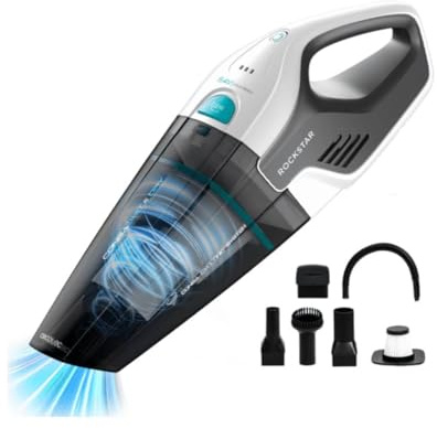 Cecotec Aspirador de Mano sin Cable Conga Rockstar Hand 8,4V. 50 W, Sin Bolsa, Sólidos y Líquidos, Autonomía 20 mins, Potencia de Succión 4,5 kPa, Filtro de Alta Eficiencia, 500 ml